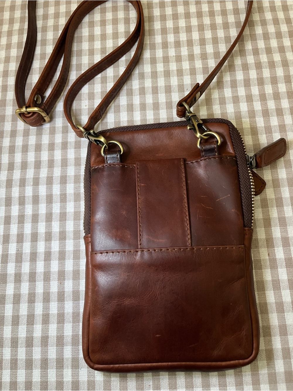 The Leather UK Small Brown Leather Crossbody with Brass Hardware, Melody Bag - Picture 5 of 9